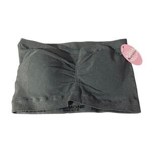 Anemone Gray Metallic Ruched Padded Bandeau Top Women’s One Size